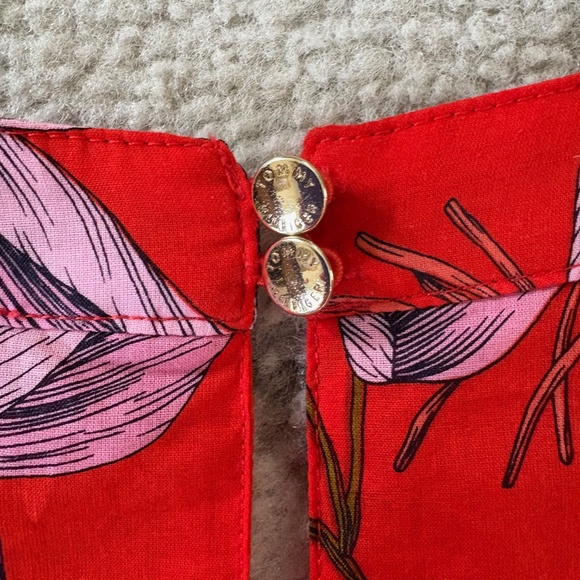 Red and Pink Flower and Leaf Print Dress- Tommy Hilfiger - Picture 8 of 8